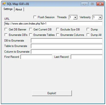 sqlmap GUI v.01